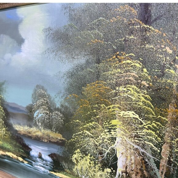 Vintage Original OIL PAINTING Mountain LANDSCAPE w/ Stream Signed Whitman MCM - Picture 3 of 7